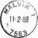 1959 MALVIK Innsendt?? Registrert brukt fra 31 I 91 EE til 13 XII 24 GV Stempel nr. 1b Type: IIL Utsendt 09.11.