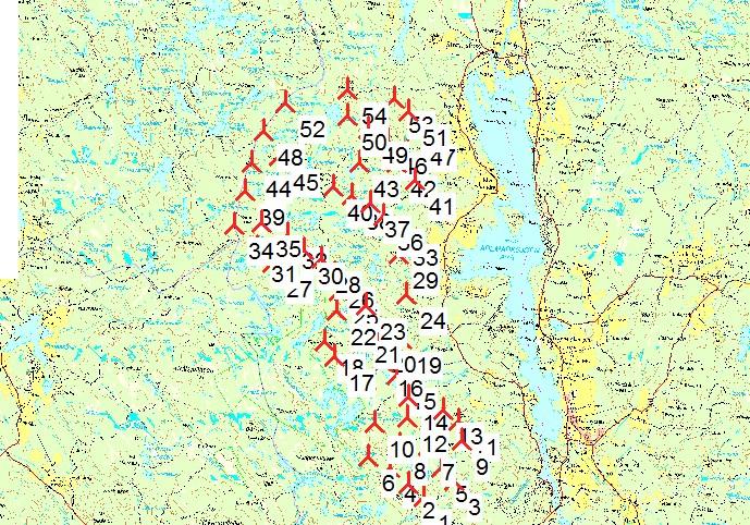 Project: Kjolen PARK - Main Result Calculation: Produksjonsberegninger_Nordex_N117_2.4MW Wake Model N.O. Jensen (RISØ/EMD) WindPRO version 2.7.486 Jan 2011 Printed/Page 11.05.