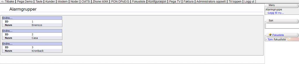 Eksempel for eventlog filter hvor modem reset er satt som INFO og antall forekomster innen 1 minutt er satt til 1 Konfigurere alarmgrupper: 1.