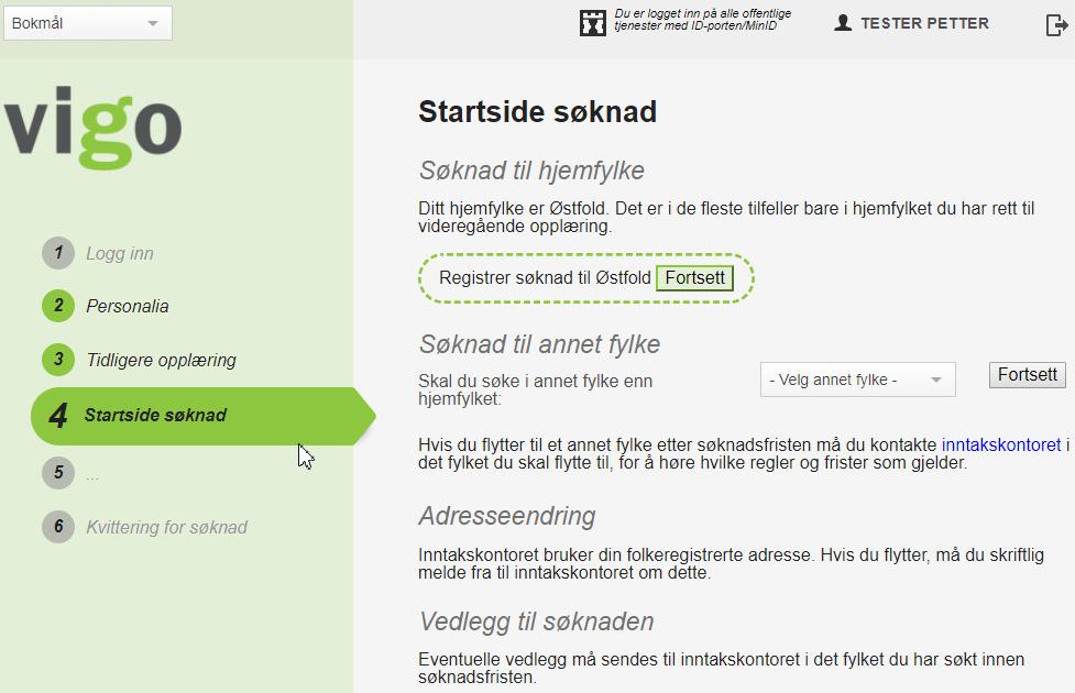 Velg hvilket fylke en ønsker