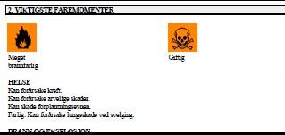 Kloroform Piktogram Advarsel Advarsel H-setn: H351 Mistenkt for å forårsake kreft H302 Farlig ved svelging H373 Kan forårsake organskade ved langvarig og gjentatt bruk H 315 Irriterer