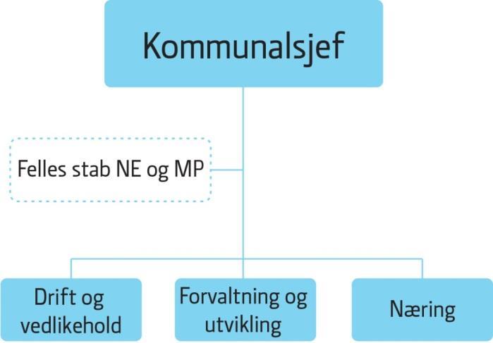 Driftsbudsjett 183 Næringsutvikling og eindomsforv. Kommunalområdet er organisert i 3 seksjoner med felles stab med kommunalområdet for miljø og plansaker. Organiseringen er vist ovenfor.