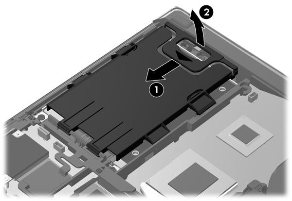 Ta ut harddisken Slik tar du ut harddisken på EliteBook: MERK: Smartkortleseren er plassert på toppen av harddisken.