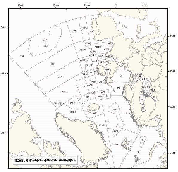 2014 2015 Meld. St. 15 17 Boks 2.1 forts. - Figur 2.3 ICES sine fiskeristatistiske område Råda frå ICES er offentlege, og både råd og dokumentasjon finst på internettsida til organisasjonen.
