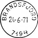 1939 Stempel nr. 8 Type: TA Utsendt 12.09.1939 BRANDSFJORD Innsendt Registrert brukt fra -3 10 39 HLO til -2 11 57 IWR Stempel nr. 9 Type: I2 Fra gravør 19.02.