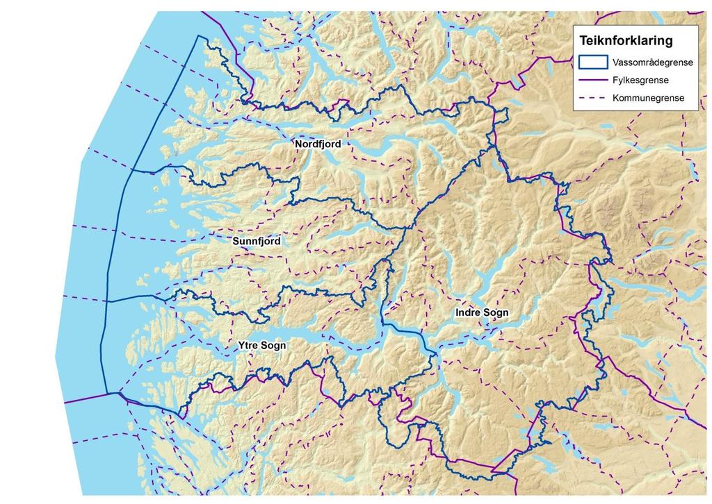 Figur 1 Kart over vassregion Sogn og