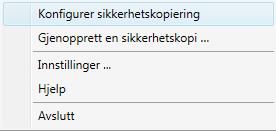 Administrere og tilpasse programvaren Konfigurer sikkerhetskopiering i visningsmenyen for WD Backup i oppgavelinjen i Windows: 2.