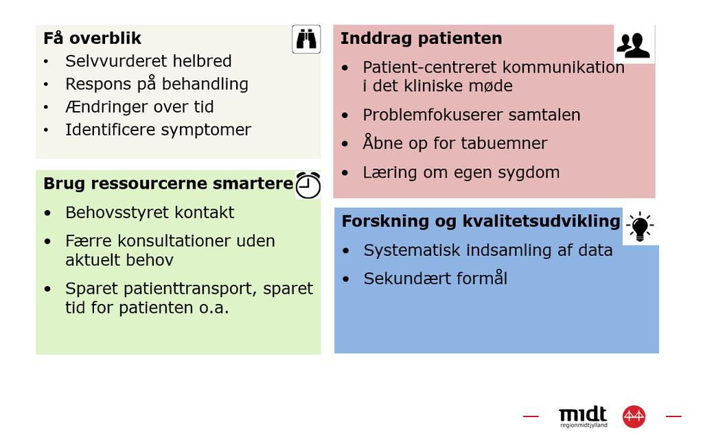 elektronisk svar på et spørreskjema der svarene avgjør hva slags oppfølging det er behov for ved ulike tidspunkt. Hva viser erfaringer i Danmark?