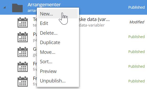 1.3. Arrangementer Folder som består av arrangementer koblet til Eventer hos APSIS.