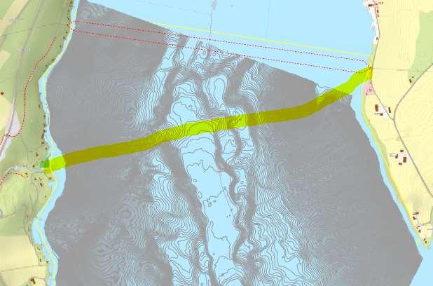 01.15.2015 Memo S.4 Figur 2: Bunnkartlegging av Mjøsa med de gamle kablene og antatt ny trase. Tiltak på kablene gitt at de ikke skal heves.