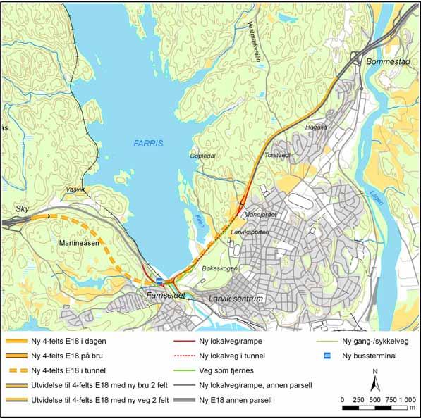 1.2.6 Alternativ 5: Tunnel fra Månejordet til Sky Hovedalternativet 5A Fram til Månejordet er alternativ 5 identisk med alternativ 1, 2 og 3.