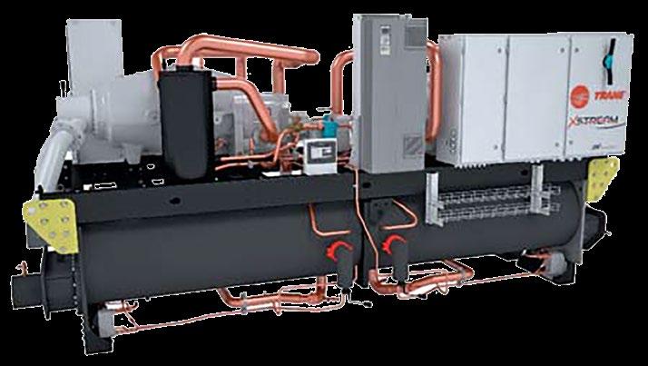 Spesifikasjoner for Trane Customer benefits Extended and unmatched capacities High effi ciencies Reliability : Trane helical-rotary compressor and double refrigerant circuit State-of-the-art control
