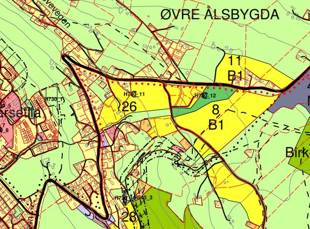 Område nr. 26 Sagbakken Øvre Ålsbygda Anslått antall boenheter Ikke anslått Vestre del ferdig regulert. Østre del skal gjennom miljørevisjon.