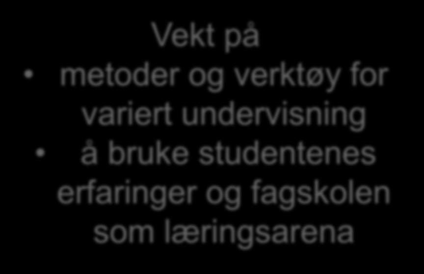 verktøy for variert undervisning å bruke studentenes erfaringer og fagskolen som læringsarena Tema for