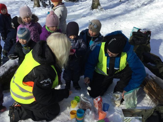 salt over isen. Da blir isbitene kjempe kalde!