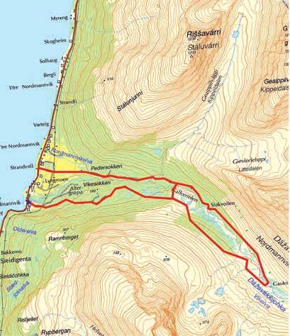 3. NORDMANNVIKDALEN/ DÁŽAVÁGGI km km Like ved E6, parkeringsplass rett