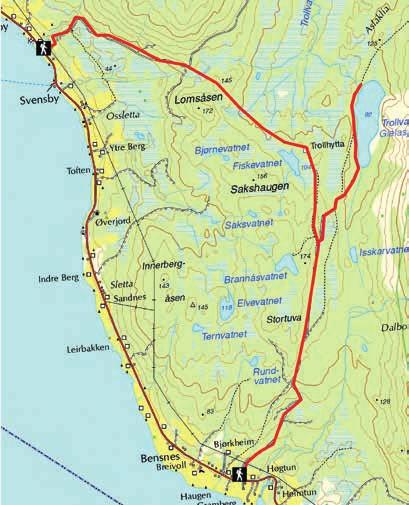 23. TROLLVATNET Svensby Tursenter eller Bensnes Skogsvei Svensby Tursenter or Bensnes forest road km Veien er merket til Trollhytta 10 km 10 km The