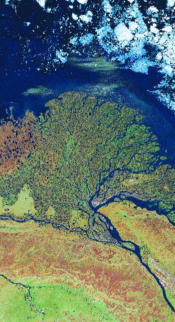 Satellittbildekart Lena-deltaet, Russland