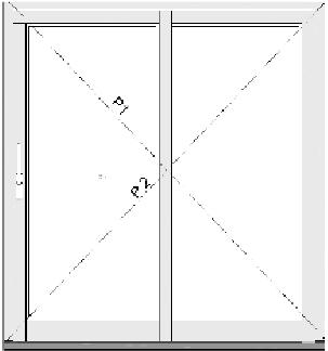 Kontroller diagonalmålene på karmen og sørg for at disse er like (fig. 7). Karmen kan justeres ved å skru karmhylsene ut/inn og således flytte karmen sideveis. 7 Fig.