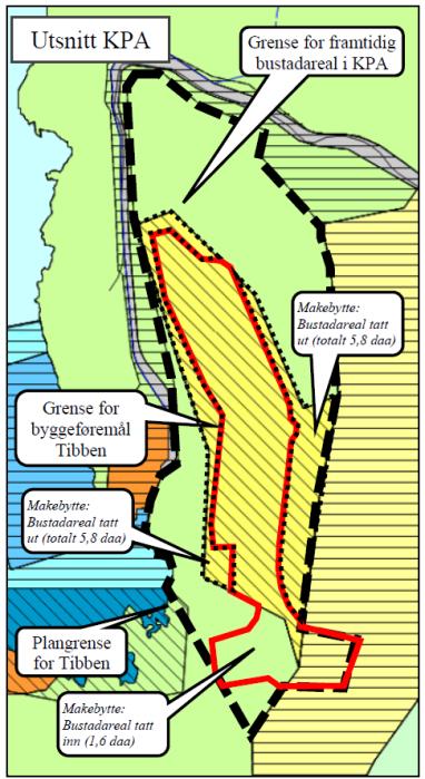 Planområdet er del av eit større utmarksområde sett av til framtidig bustadformål, men små delar av infrastrukturen langs vegen f_skv1, einebustadtomta BFS1 med tilkomstveg, samt ein delar av