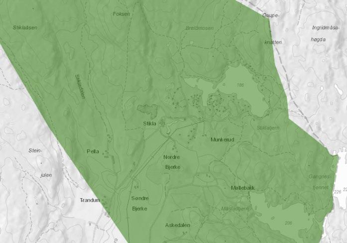 22 (25) Figur 12 Usnitt fra Fylkesplan for Østfold, temakart friluftsområder. Planområdet ligger innenfor skogsbeltet «Fjella», som strekker seg fra svenskegrensen i sør til Akershus i nord.