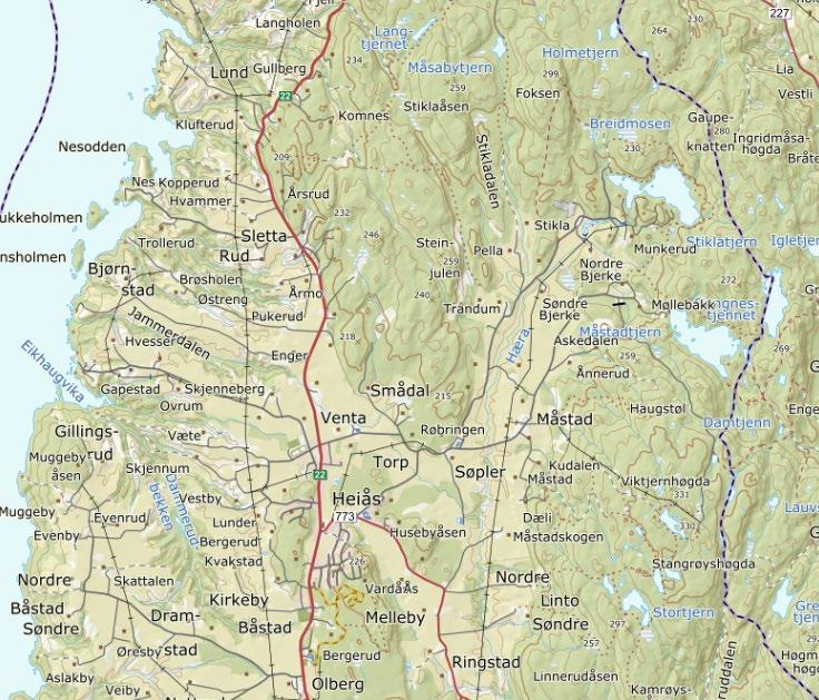 4 (25) PLANOMRÅDETS BELIGGENHET Planområdet ligger nordøst for Båstad, langs Stiklaveien, i Trøgstad kommune. Planområdet ligger på gnr/bnr. 131/43 og deler av eiendommene gnr/bnr.