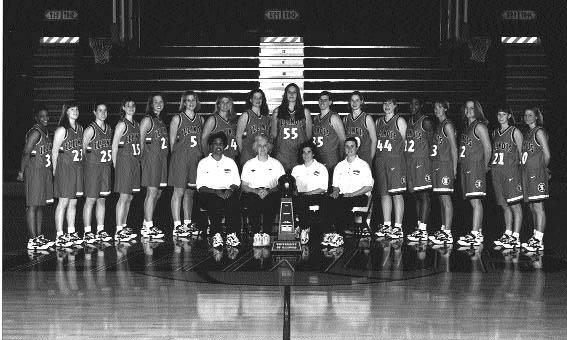 1997 NCAA Sweet 16 Team Seated (l-r): Assistant Coach LaVonda Wagner, Head Coach Theresa Grentz, Assistant Coach Kathy McConnell, Assistant Coach Renee Reed.