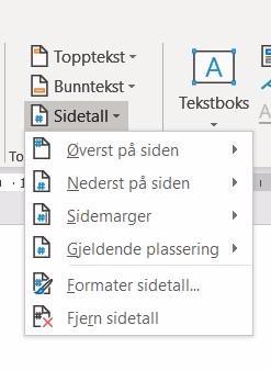 Office 2016 Sette inn topptekst/botntekst, m.m. i Word-dokument Topptekst og botntekst er tekst som blir skrive i topp- eller botnmargen på sida.