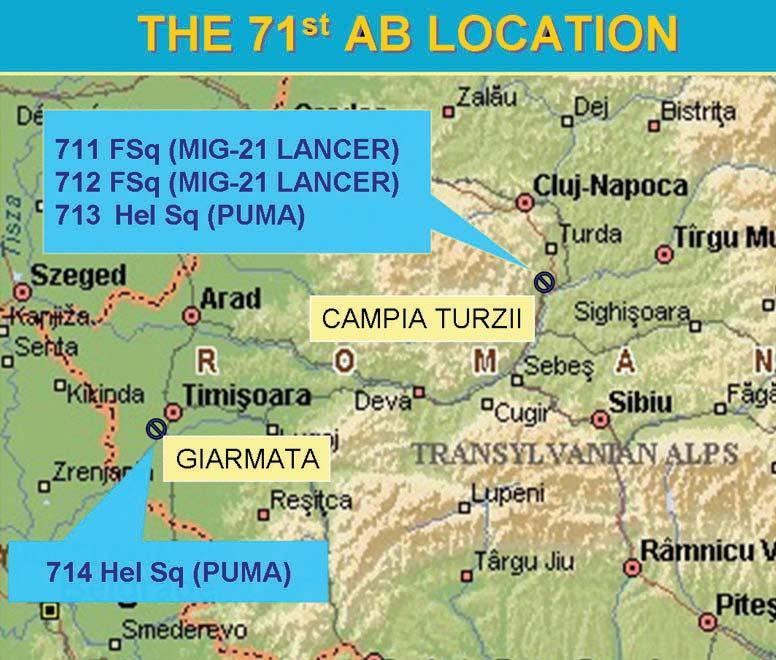 n 1969, s-a \nfiin]at un divizion de BAZA 71 AERIAN~ CÂMPIA TURZII Runway New lighting system; Marker beacons; RWY warnings; ILS, PAPI, GCA 2000; New MIL TWR; New Hangars; QRA facility.