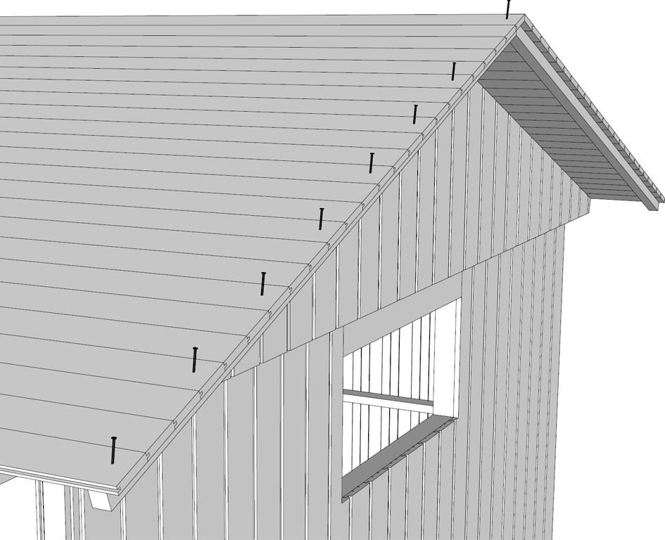 Hvis det skal monteres Plannja ståltak monteres IKKE trekantlisten. Mål for vindskier o.l. finnes i separat monteringsanvisning for Plannja ståltaket.