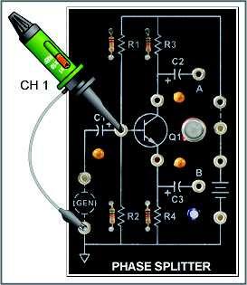 While observing the signal on oscilloscope channel 1, adjust the sine wave generator for a 1.