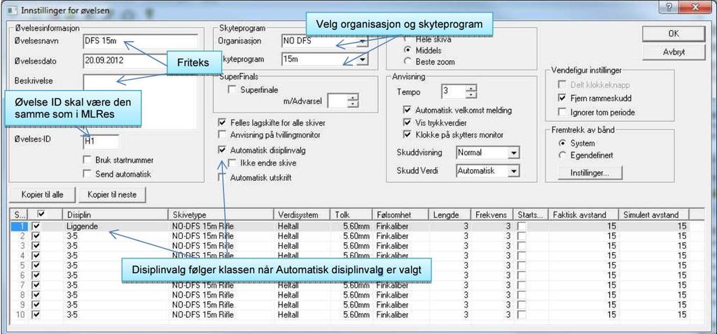 3. Oppsett MLLeder Etter at stevne er opprettet i MLRes på kontor PC som beskrevet i seksjon 2, så kan stevnet settes opp i MLLeder på standplass PC. NB!