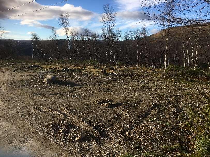 2 De 3 foreslåtte tomter Tomt T1 er plassert mellom 57/1/26 og 57/173. Arealet er ca. 1,1 daa og det hellende terreng betyr at bebyggelsen på tomten i liten grad vil kunne forstyrre tomtene rundt.