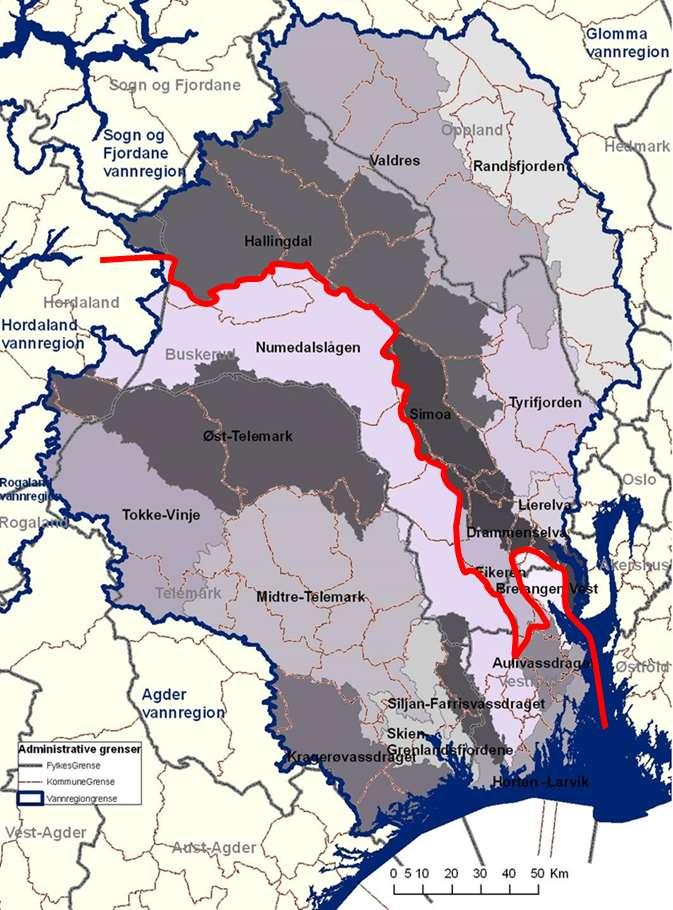 De resterende ti vannområdene i dagens vannregion Vest-Viken vil danne en ny vannregion (navn ikke fastsatt), med Vestfold-Telemark fylke som vannregionmyndighet.