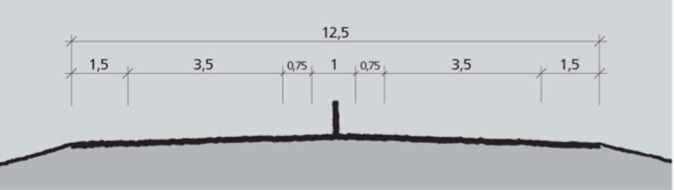 Figur 3-3: Tunnel med profil T10,5 (mål i meter), for hvert løp i tunnelklasse E. Det kan bli behov for bygging av bruer. Standardkrav vil fremgå av konsekvensutredningen. 3.3 Utarbeidelse av alternative vegkorridorer for fv.