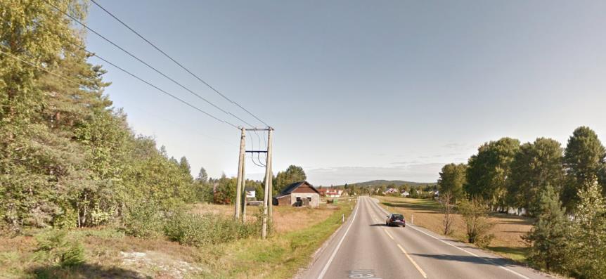 Figur 2: Foto fra Google street view som viser planområdet på venstre side av E16/Oslovegen i retning nordover. 1.