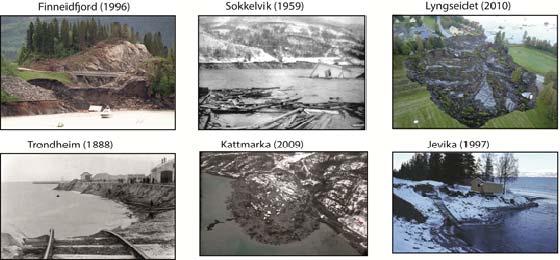 5 Skredfare i strandsonen Mange av områdeskredene i Norge går i strandsonen. Skredene kan være klassiske kvikkleireskred (retrogressive skred), som f.eks.