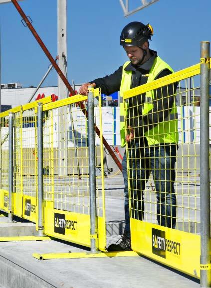 Rekkverksnettet kan med en enkelt håndgrep heves på stolpen opp til 310 mm over bjelkelaget med beholdt sikkerhet.