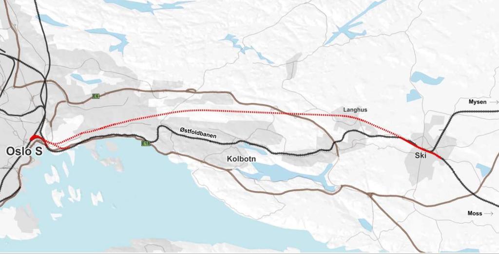 22 km Åsland rigg Innføring Oslo S D&B / D&S TBM: 18,5 km Dagsone og Ski stasjon 20 km