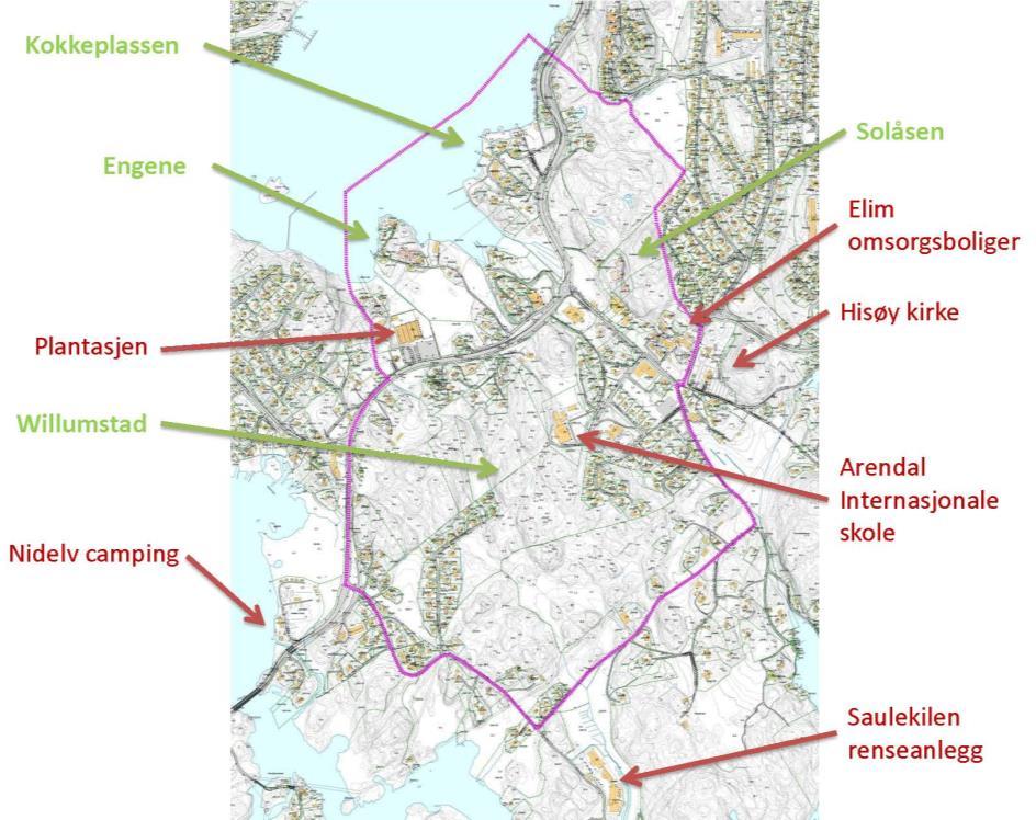 Planområdet I planbeskrivelsen omtales mange stedsnavn.