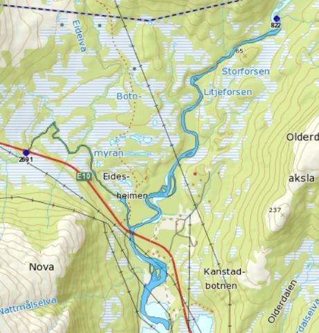 4.4 Heggedalselva (177.7Z) Gytefisktellingen ble utført 11.1 av én teller (Ø.K-Hanssen), og med sikt > 1 m var det god oversikt over elvetverrsnittet. Da ble hele hovedelva undersøkt.