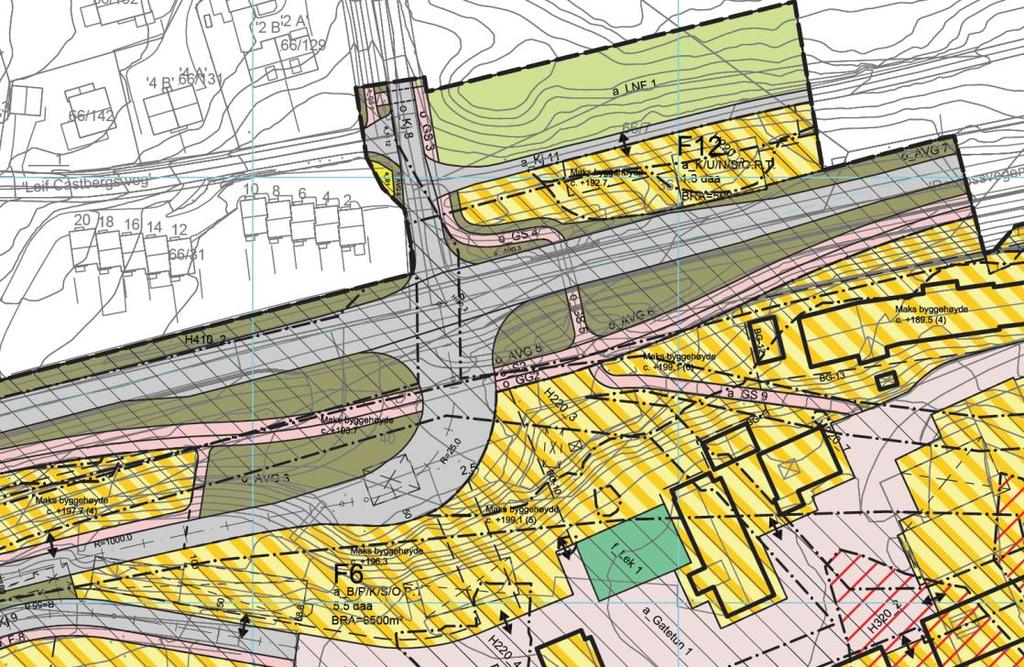 Figur 31 Kryssområde, utsnitt fra plankart for Mustad reguleringsplan (Gjøvik kommune, 16.08.