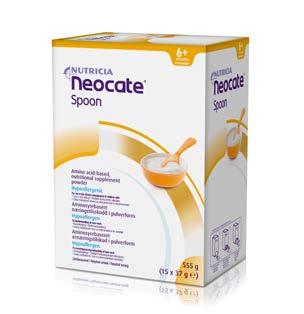 NEOCATE SPOON Aminosyrebasert næringstilskudd til barn med kumelkproteinallergi, multi matvareallergi og andre indikasjoner hvor en elementalkost er anbefalt.