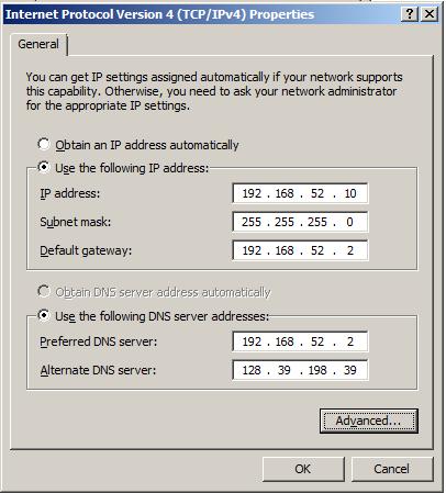 (LANet) IP-adresse til standard ruter i nettet IP-adresse til (nærmeste) DNS-tjener IP-adresse til