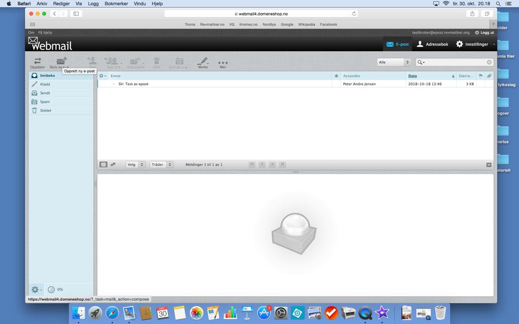 04. Innlogging i webmail Du logger inn i mailen (webmail) ved bruk av din nettleser (som f.