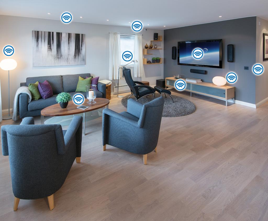 Hjem, smarte hjem xcomfort smarthusløsning fra Eaton er et trådløst system for styring av varme, lys og alle elektriske