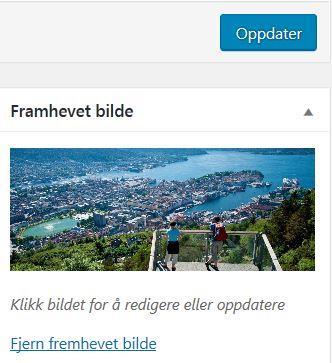 REDIGERE FREMHEVET BILDE BERGEN Gå til forsiden Velg: Rediger side/blyant Velg: Legg til media, Last opp filer og Velg filer Last opp