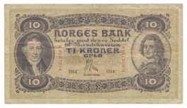 T2282402 1 400 626 10 kroner 1934. T5140689. 2 stifthull/2 pinholes 1 300 627 10 kroner 1934. T7426319 1-200 628 Lot 3 stk.