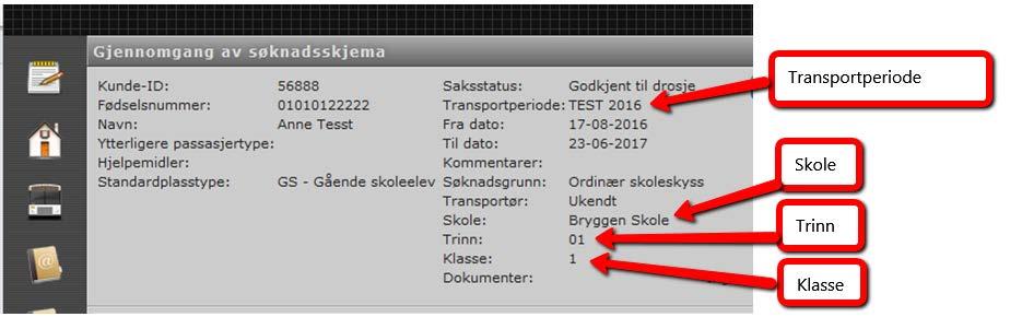 Dersom det ved å trykke Søk kommer opp Kontaktinformasjon, og ikke Gjennomgang av søknadsskjema, betyr dette at eleven ikke har en gyldig søknad i CERT, og det må for denne eleven sendes inn en ny