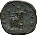 , denarius, Roma 218-220 e.kr. R: Pudicitia sittende mot venstre. Skjevt preget/struck off center S.7756 RIC.